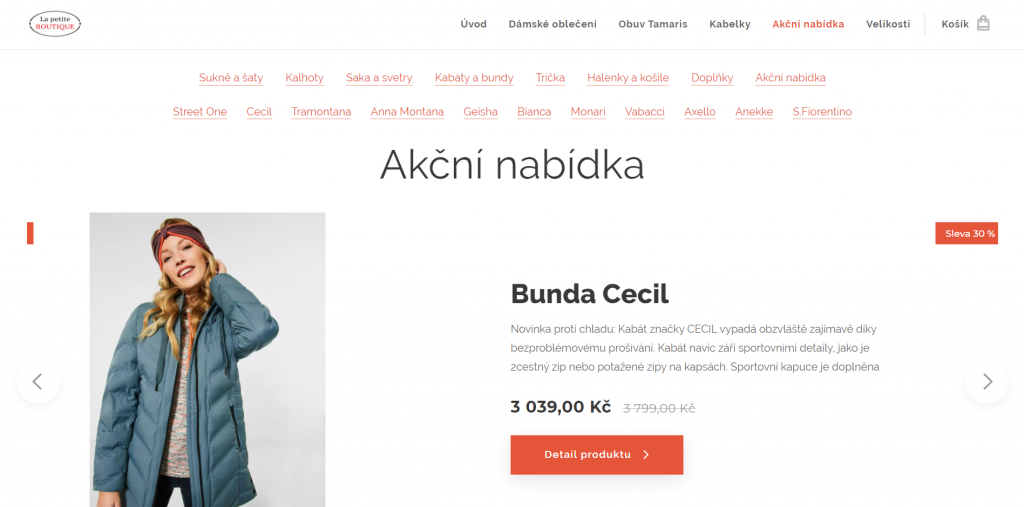 Akční nabídka internetového obchodu La Petite Boutique